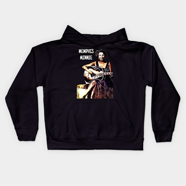 Memphis Minnie Blues Guitarist Kids Hoodie by BubbleMench